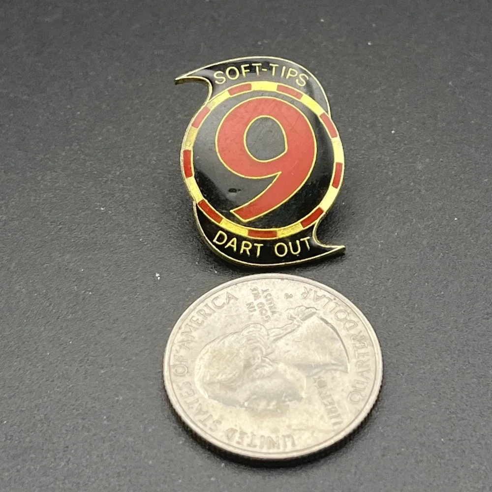 National Dart Association NDA Soft-Tips 9 Dart Out‎ Lapel Hat Pin